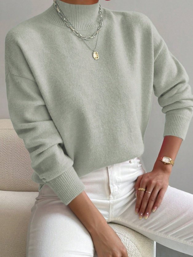 Women Plain Long Sleeve Comfy Street Split Joint Sweater