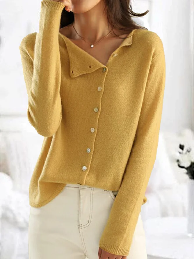 Women Plain Long Sleeve Comfy Casual Sweater
