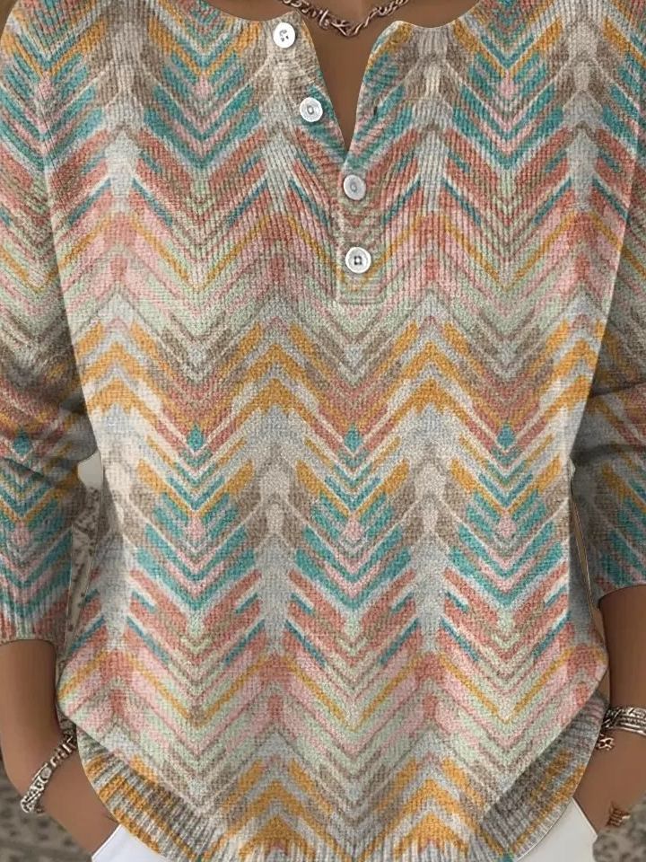 Women Geometric Long Sleeve Comfy Casual Sweater