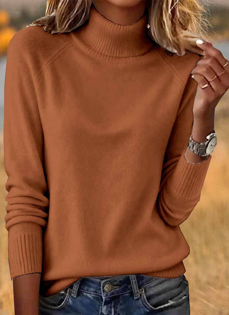Women Cotton Plain Long Sleeve Comfy Casual Sweater