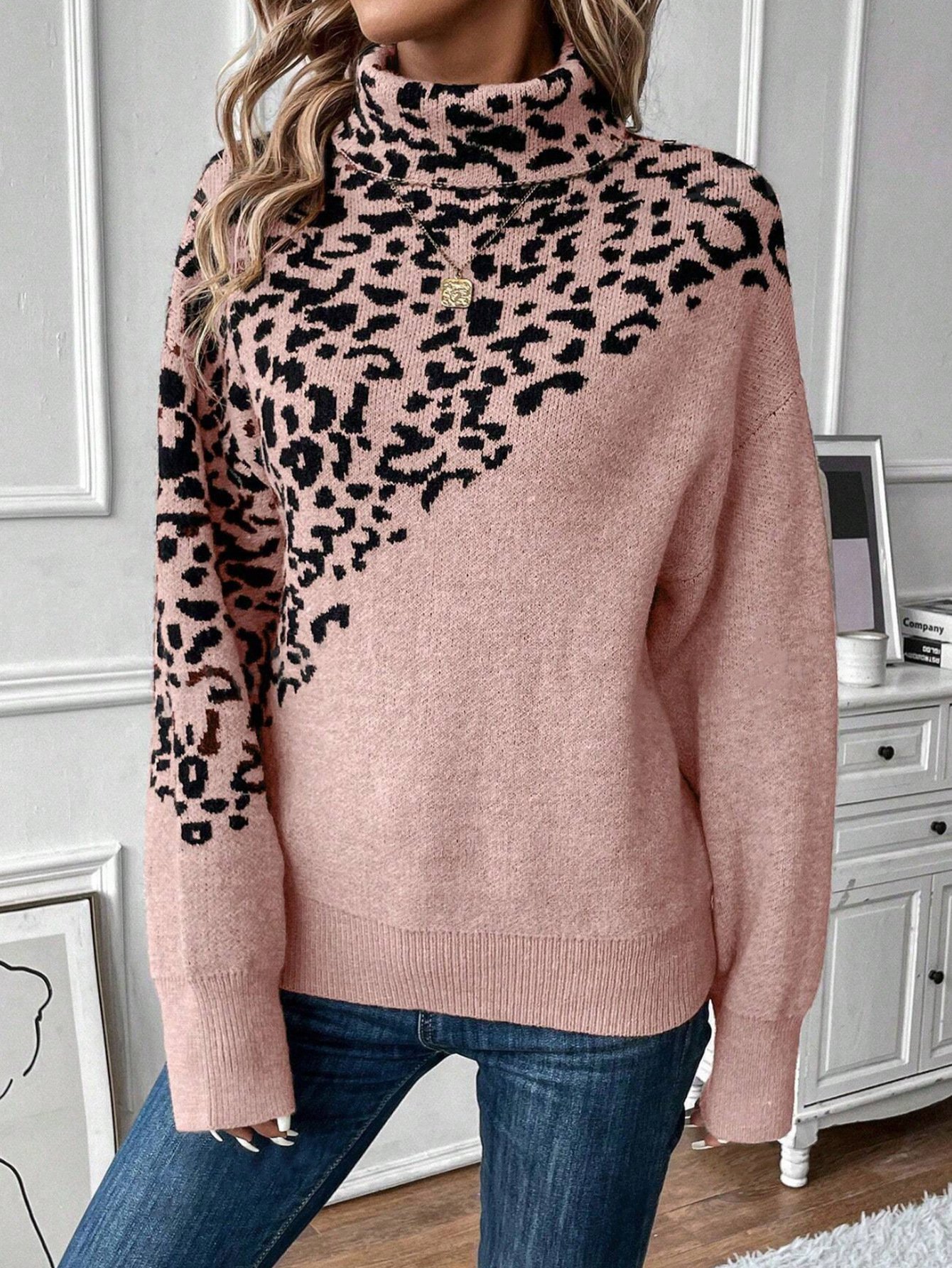 Women Cotton Color Block Long Sleeve Comfy Casual Sweater