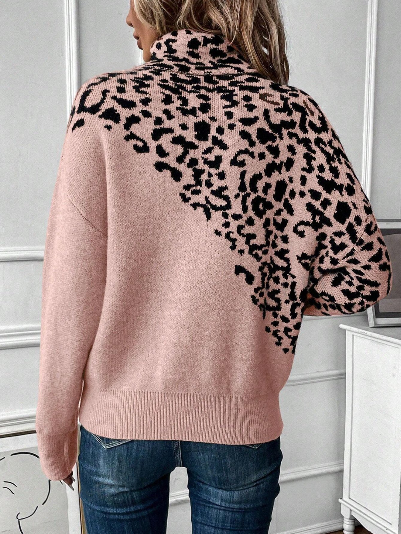 Women Cotton Color Block Long Sleeve Comfy Casual Sweater