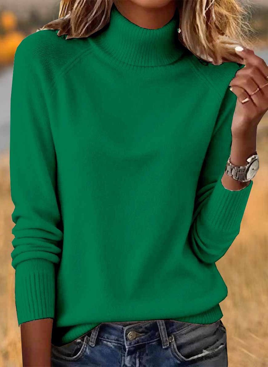 Women Cotton Plain Long Sleeve Comfy Casual Sweater