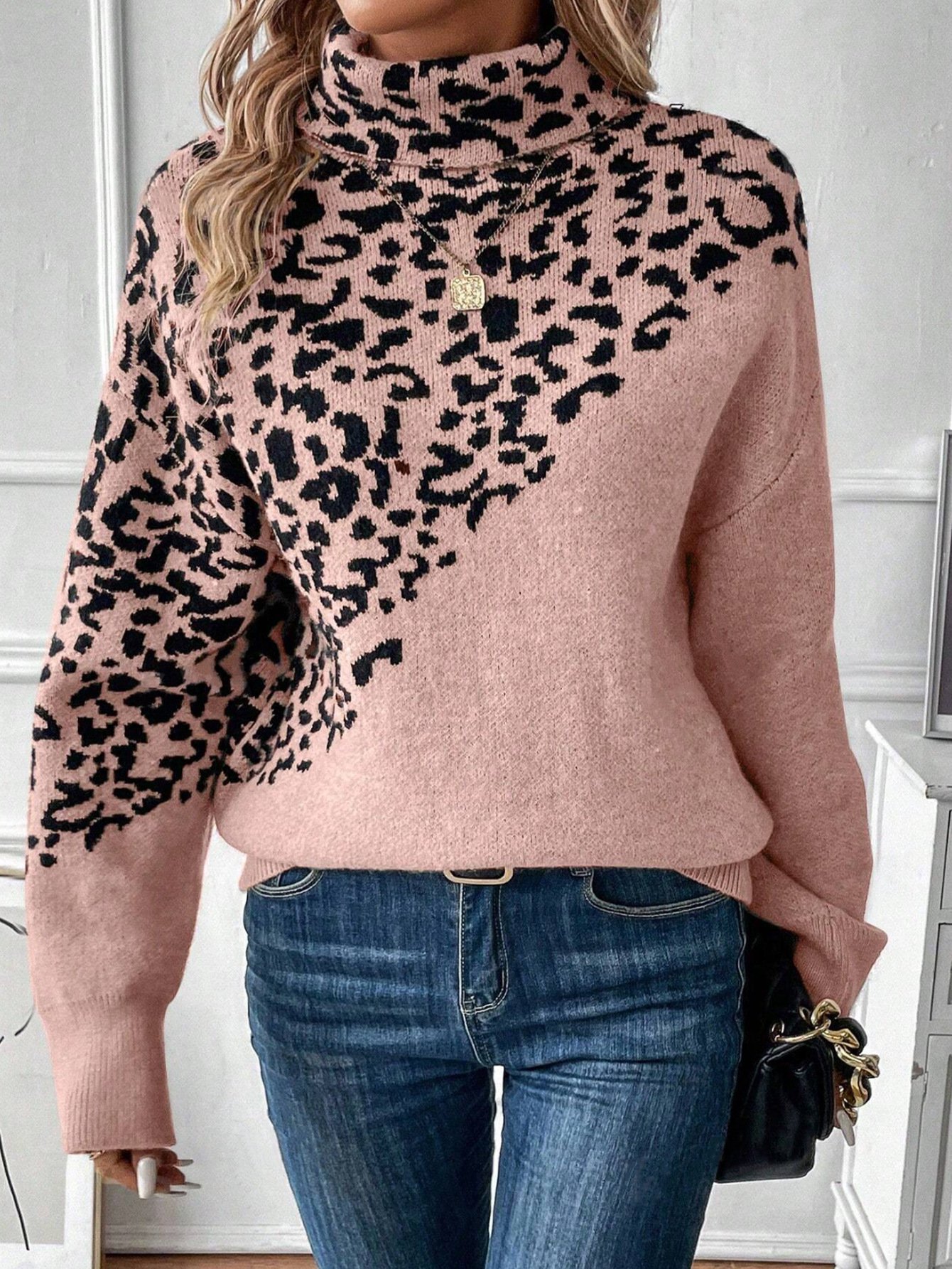 Women Cotton Color Block Long Sleeve Comfy Casual Sweater