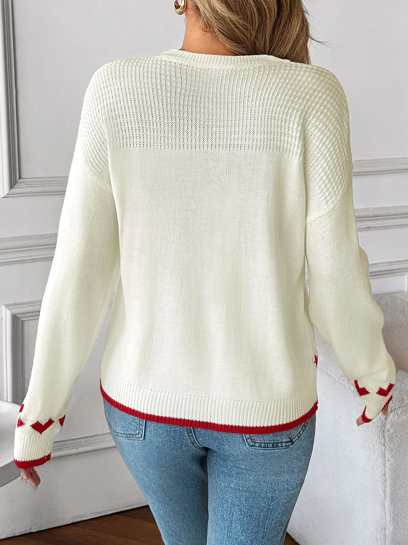 Women Cotton Plain Long Sleeve Comfy Casual Sweater