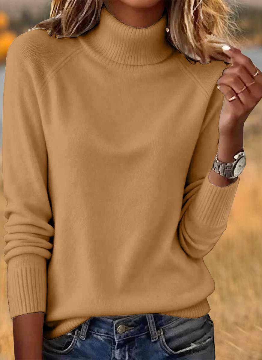 Women Cotton Plain Long Sleeve Comfy Casual Sweater