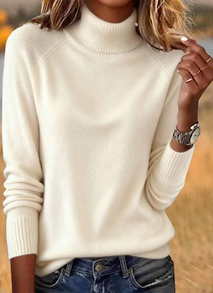 Women Cotton Plain Long Sleeve Comfy Casual Sweater
