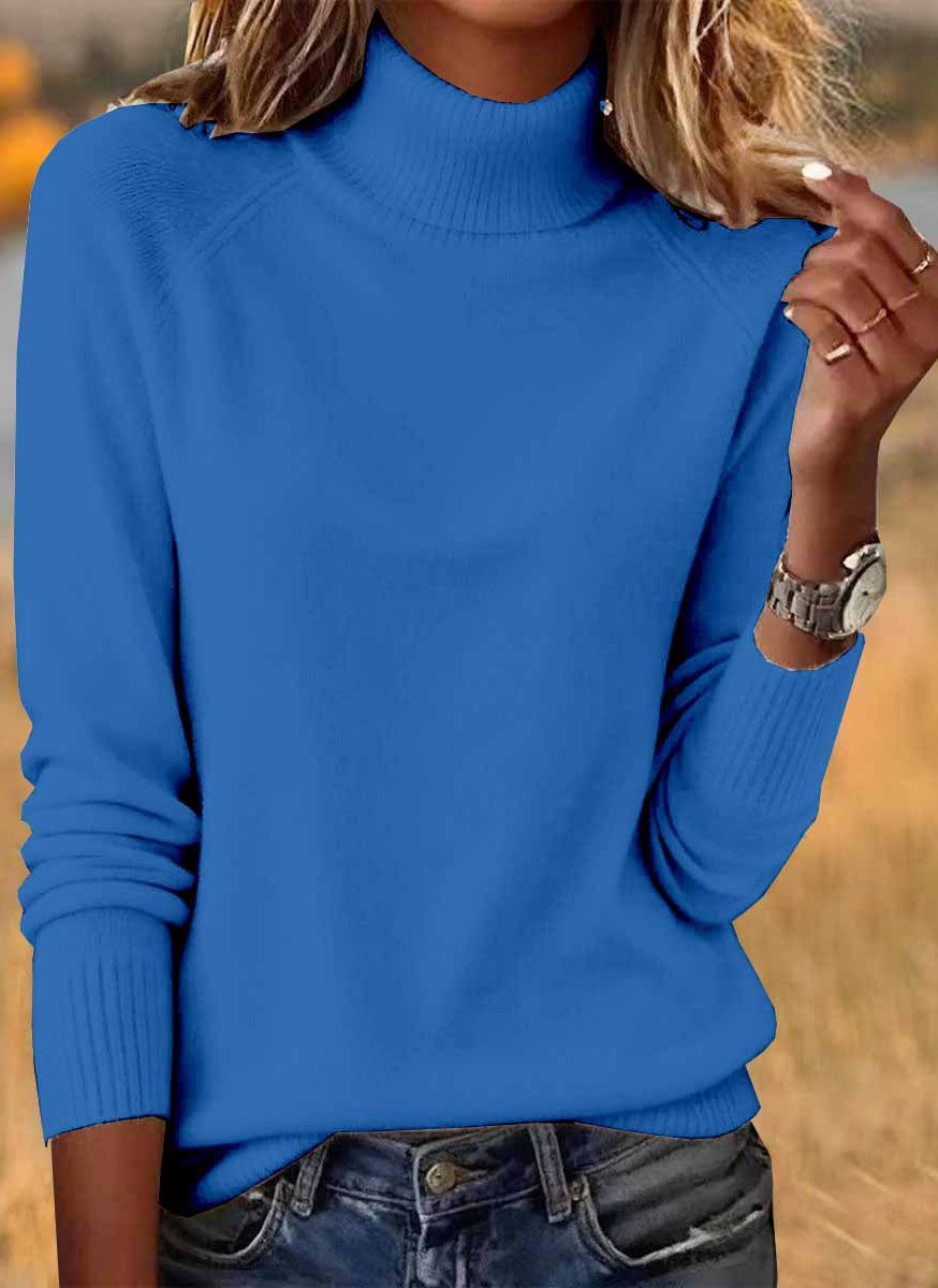 Women Cotton Plain Long Sleeve Comfy Casual Sweater