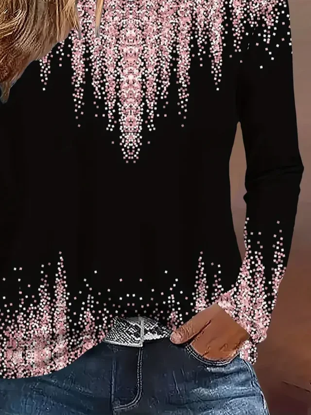 Casual Abstract Crew Neck Long Sleeve T-shirt