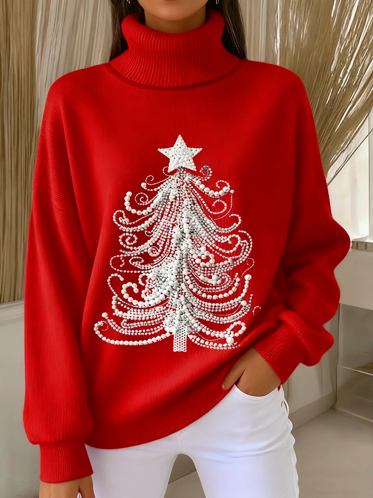 Women Christmas Long Sleeve Comfy Vintage Sweater