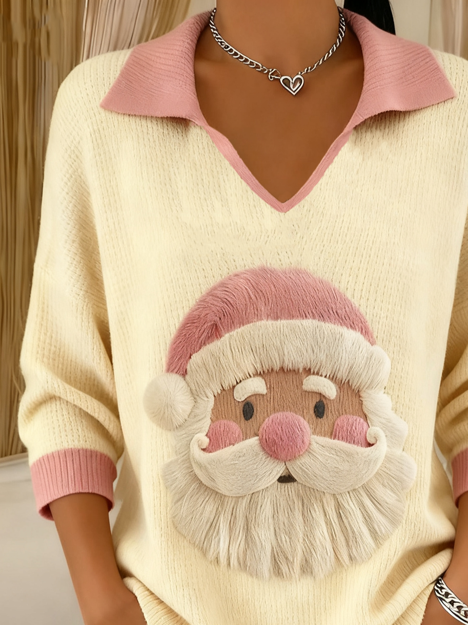 Women Santa Claus Long Sleeve Comfy Vintage Sweater