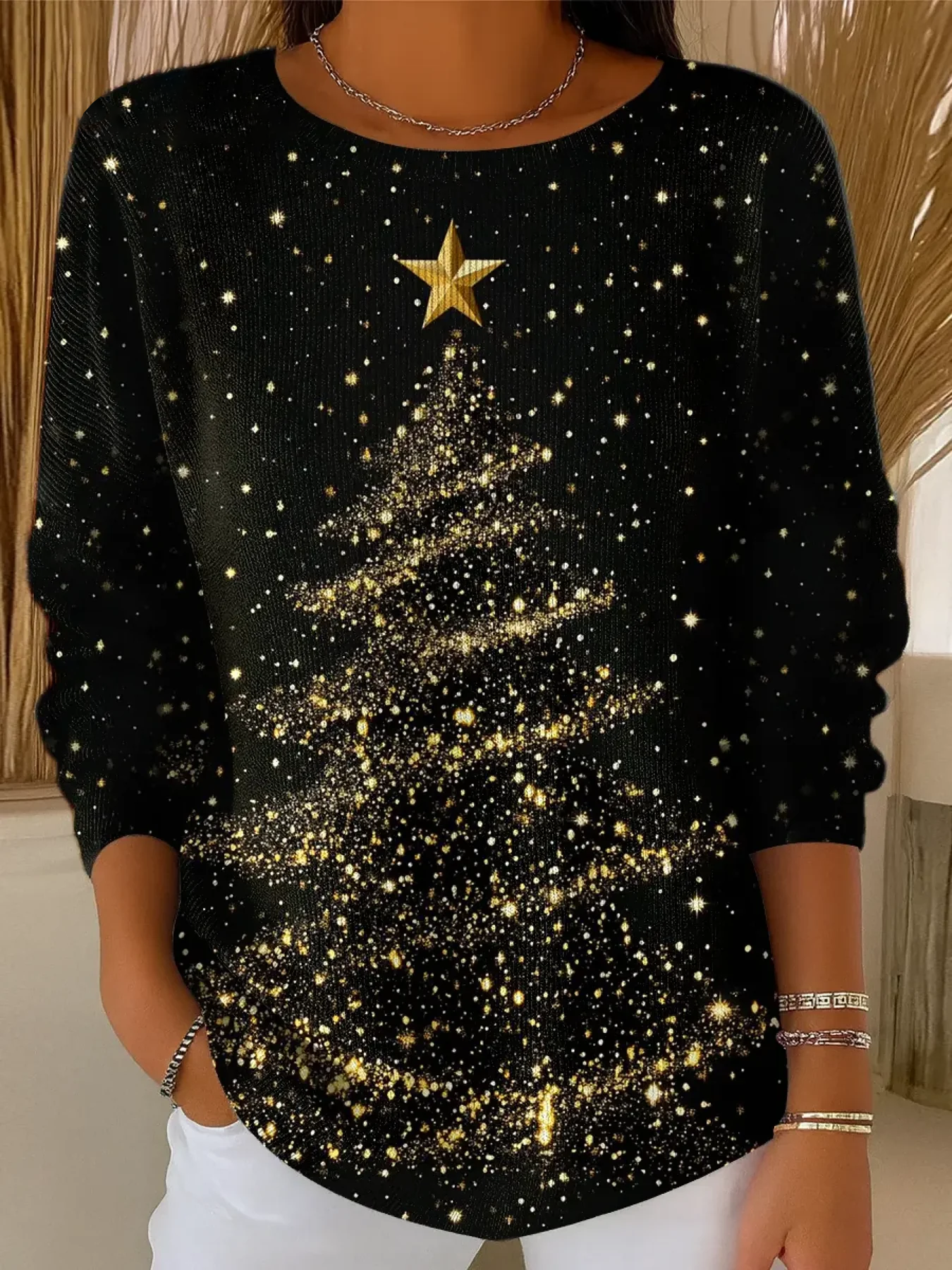Women Christmas Long Sleeve Comfy Casual Printing Sweater