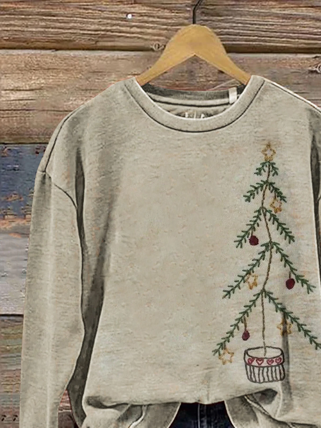 Casual Crew Neck Christmas Sweatshirt Printing