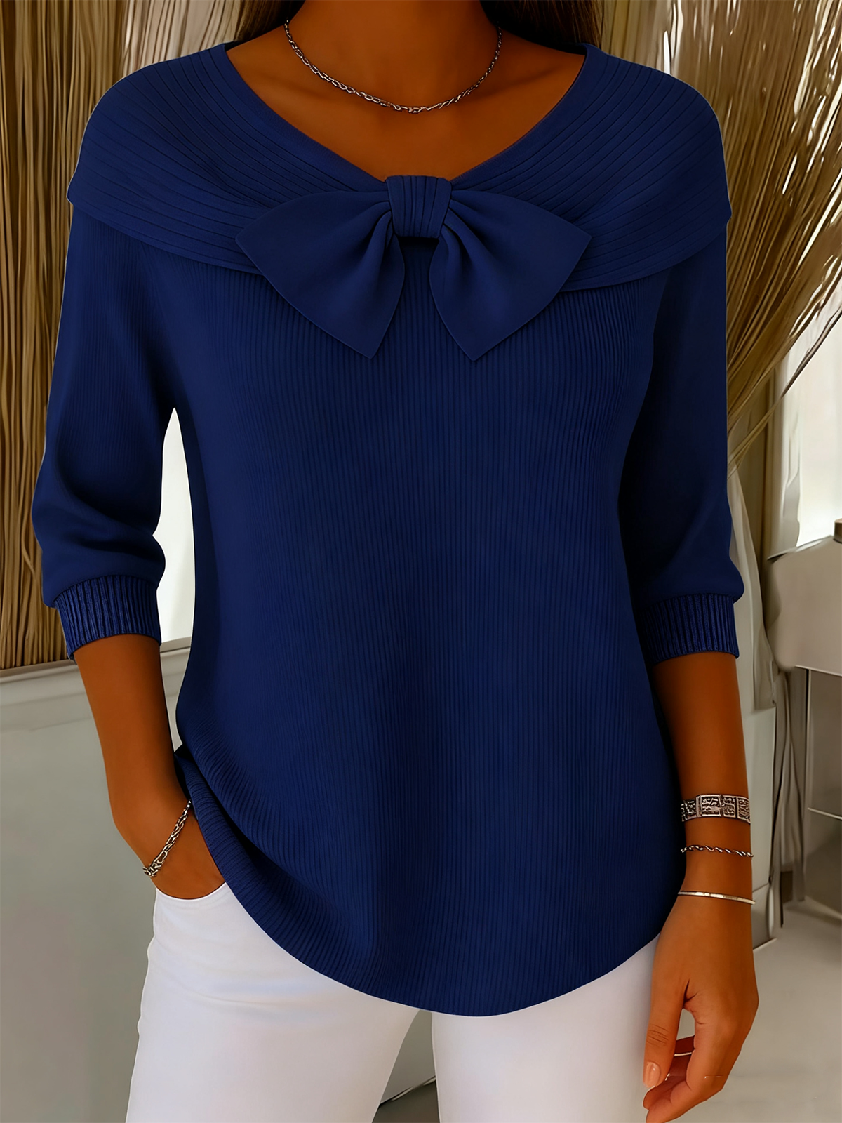 Plain Simple Crew Neck Loose Knit Top