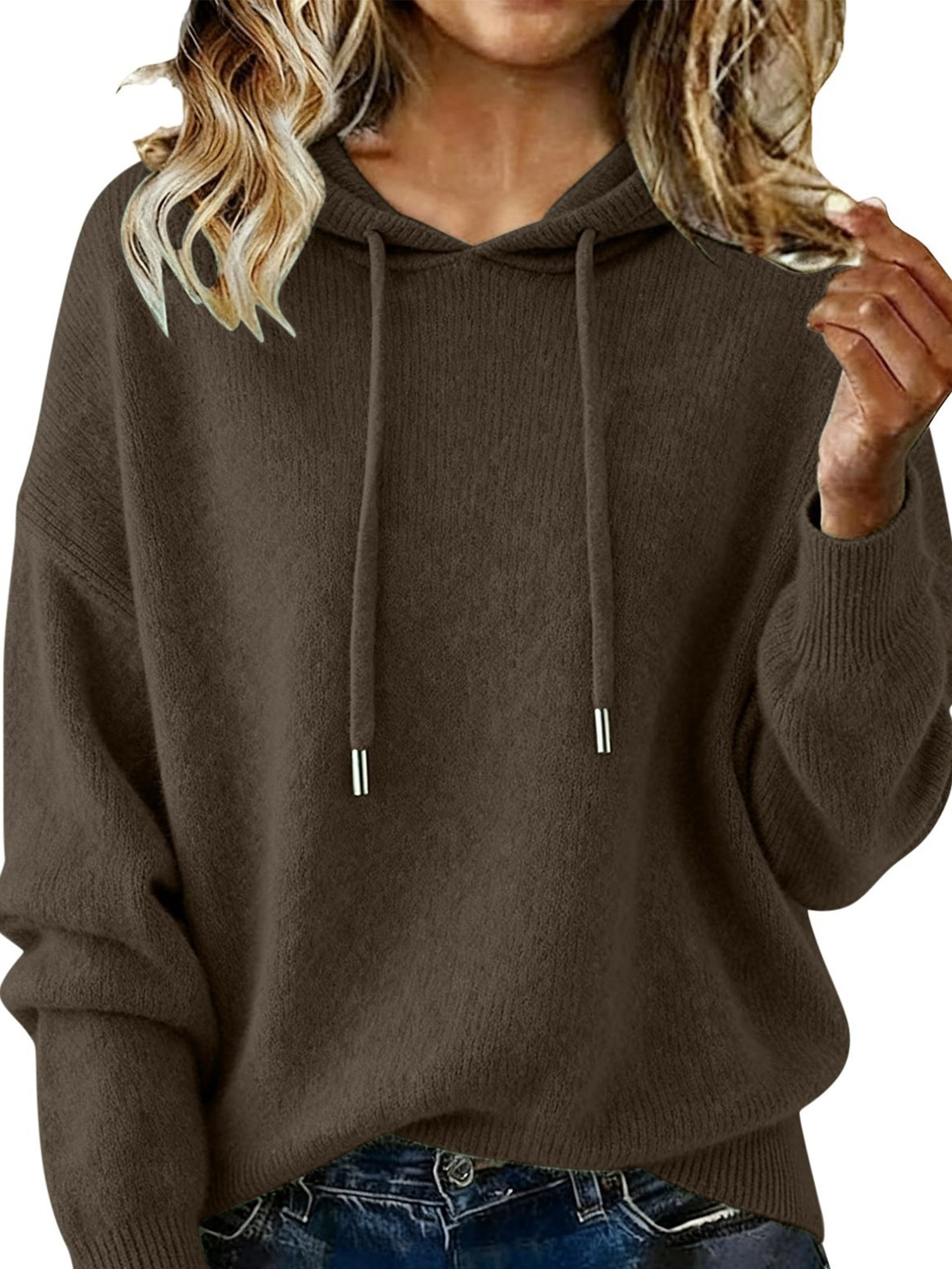 Women Plain Long Sleeve Comfy Casual Sweater