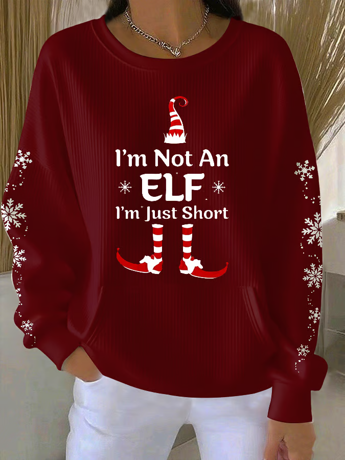 Casual Crew Neck Christmas Sweatshirt Printing