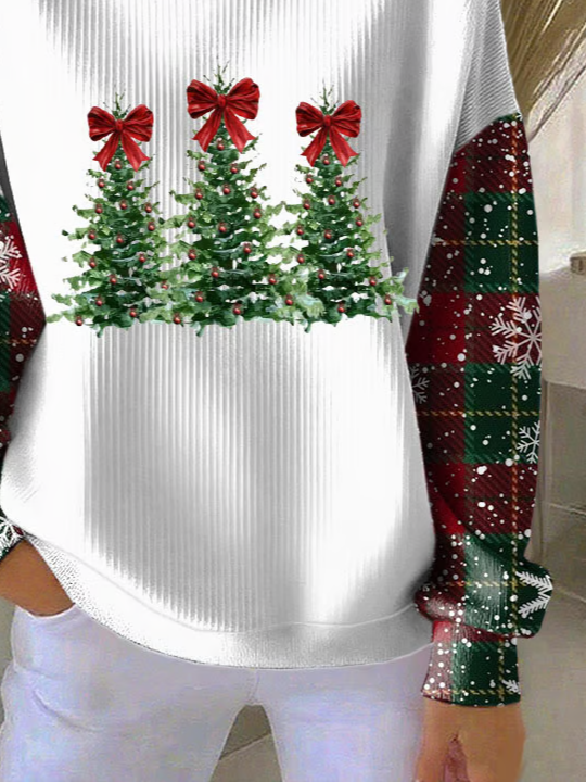Casual Crew Neck Christmas Sweatshirt Printing