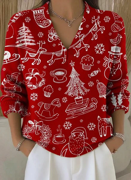 Women Christmas Long Sleeve Comfy Vintage Sweater