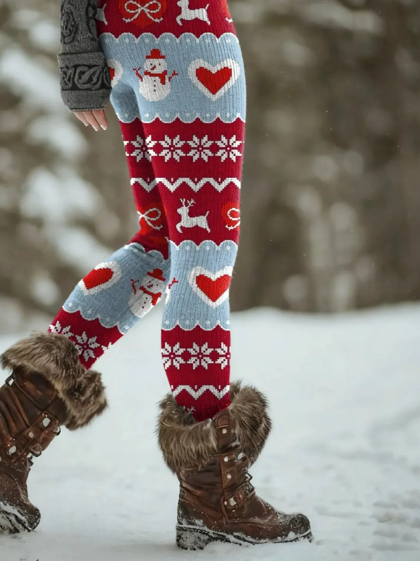 Women Christmas Vintage Spring/Fall Ankle Pants Leggings