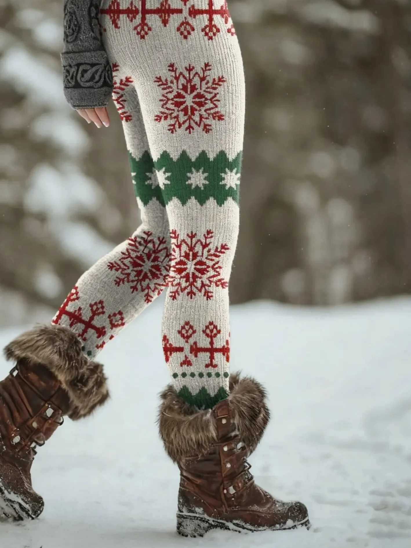 Women Christmas Vintage Spring/Fall Ankle Pants Leggings