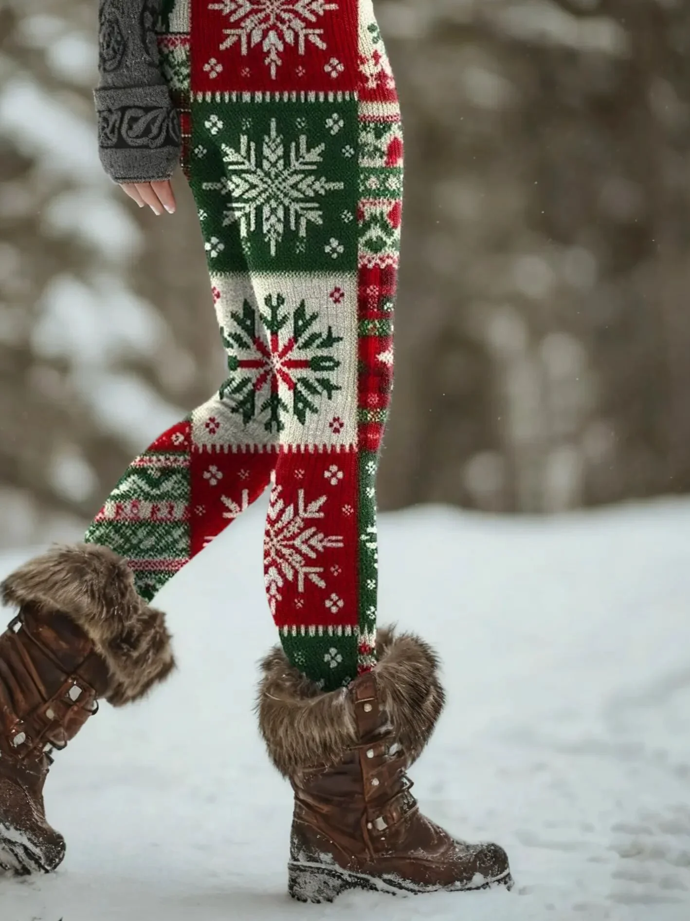 Women Christmas Vintage Spring/Fall Ankle Pants Leggings