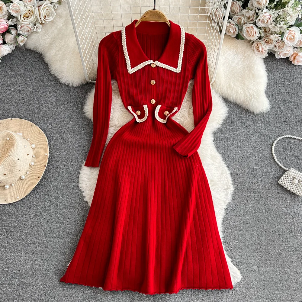 Women Multicolor Block Spring/Fall Dress Long Sleeve H-Line Dress