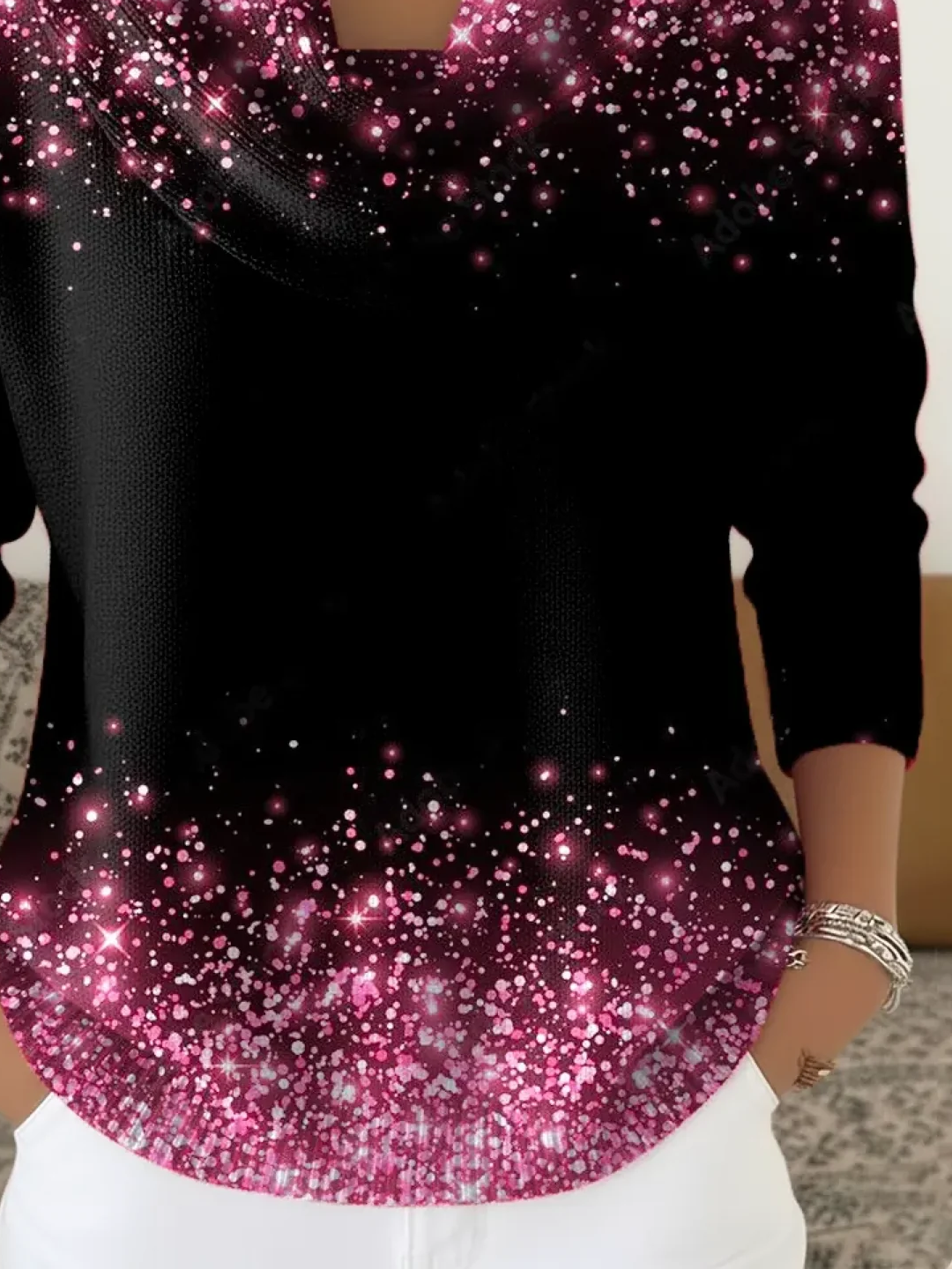 Women Abstract Long Sleeve Comfy Casual Printing Sweater