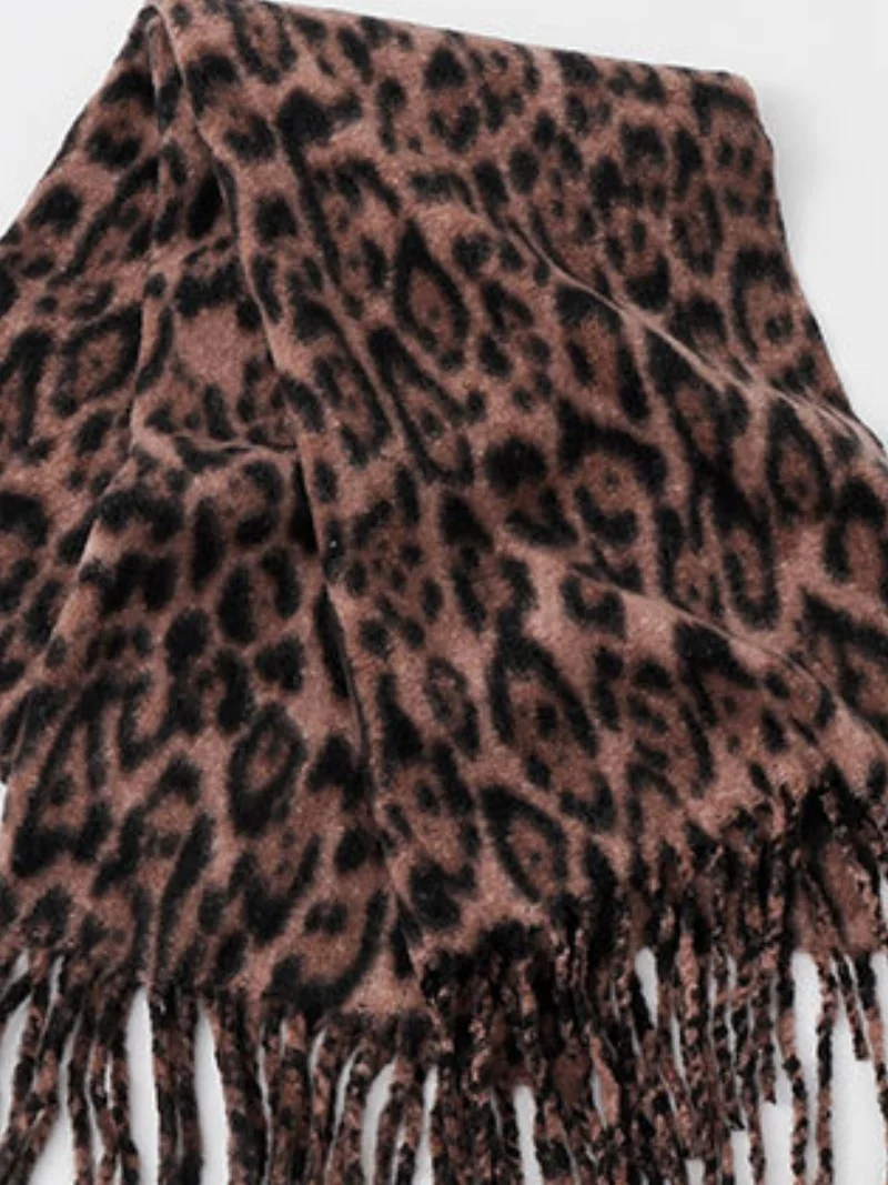 Winter Leopard Print Faux Cashmere Versatile Thick Shawl/scarf/neck Warmer