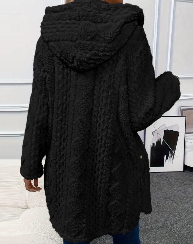 Women Winter Outerwear Casual Plain Long Sleeve Hoodie Jacket