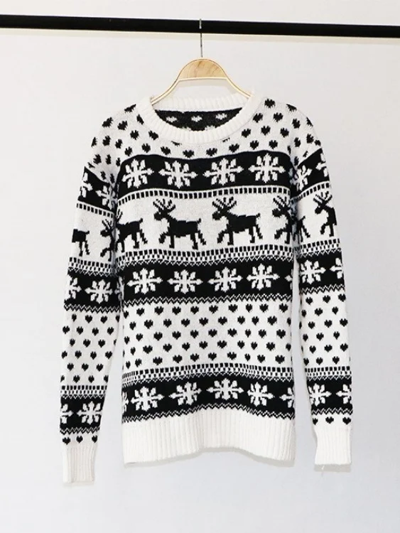 Women Snowflake Long Sleeve Comfy Casual Printing Sweater