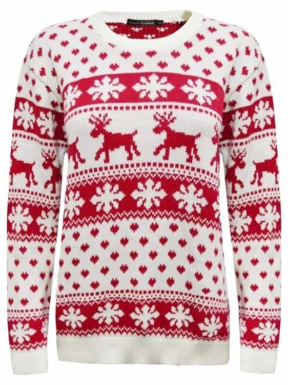 Women Snowflake Long Sleeve Comfy Casual Printing Sweater
