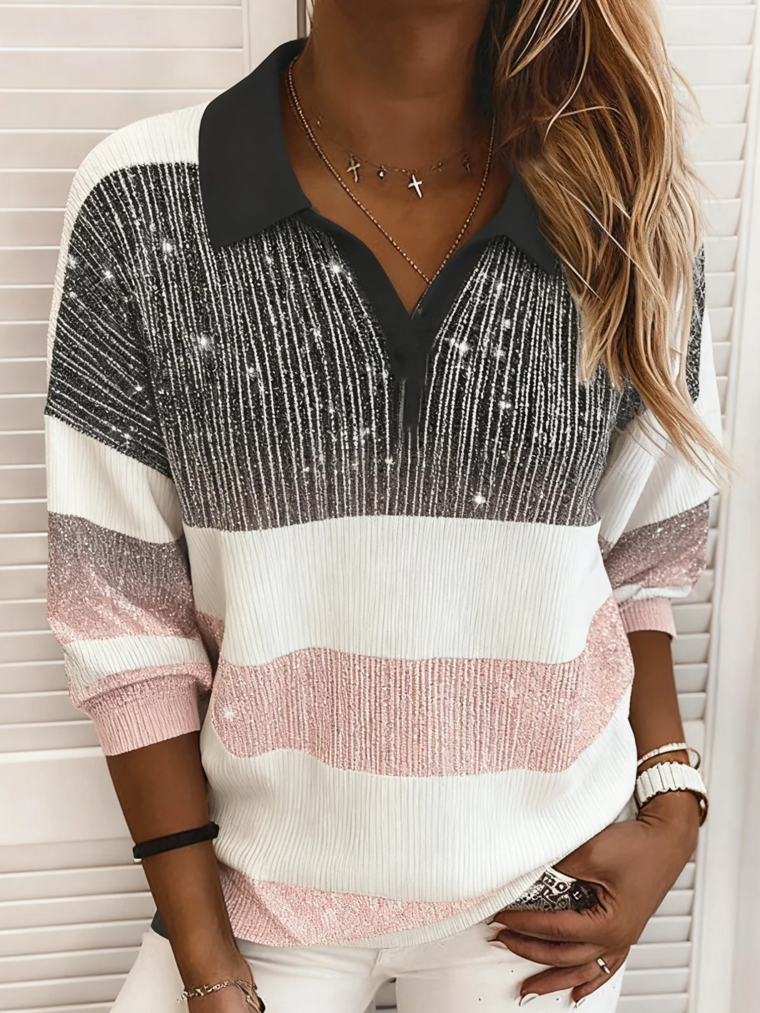 Women Plain Long Sleeve Comfy Casual Sweater