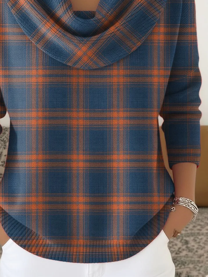 Women Plaid Long Sleeve Comfy Casual Printing Sweater