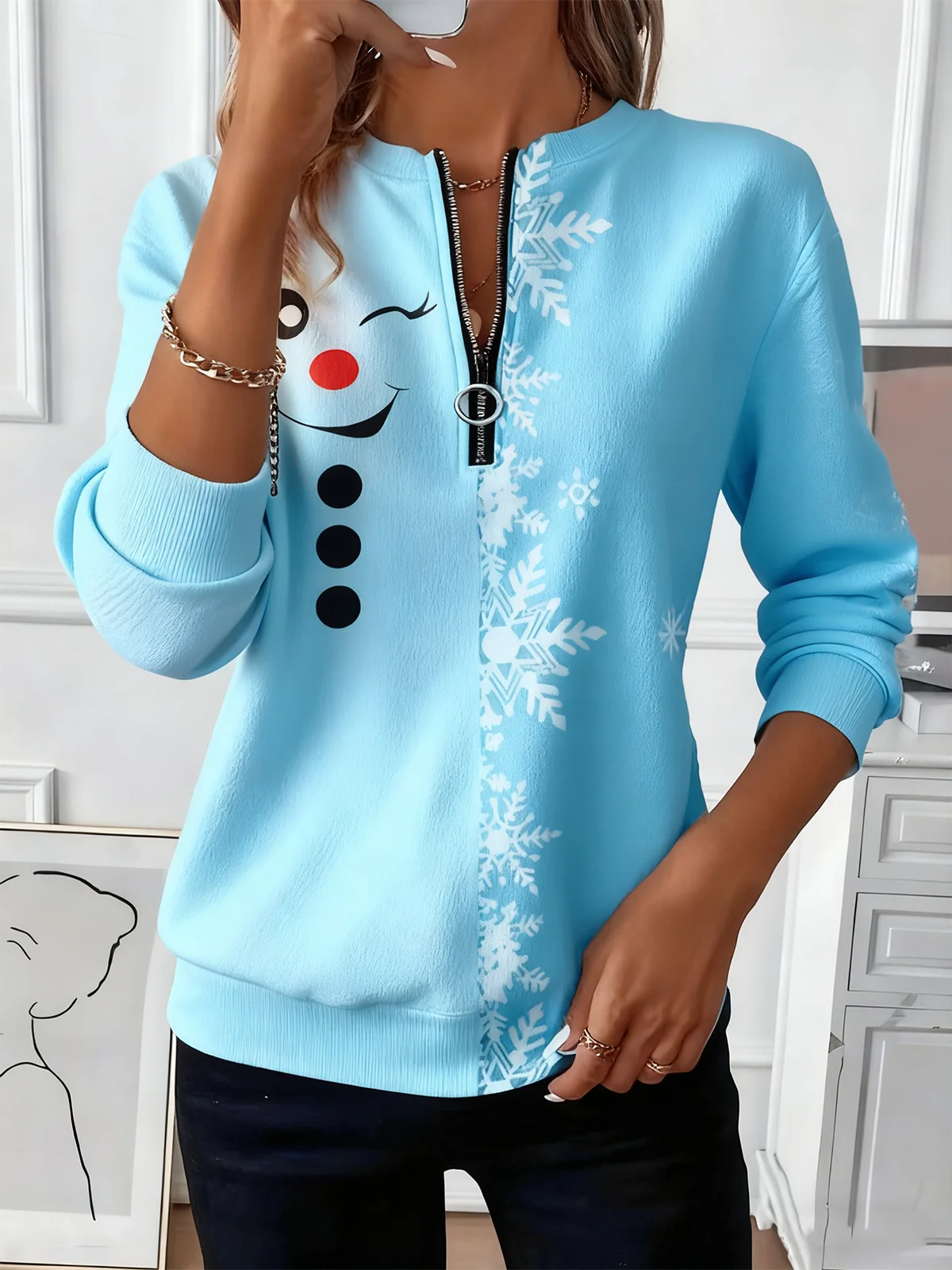 Women Imitation Cashmere Christmas Long Sleeve Comfy Vintage Sweater
