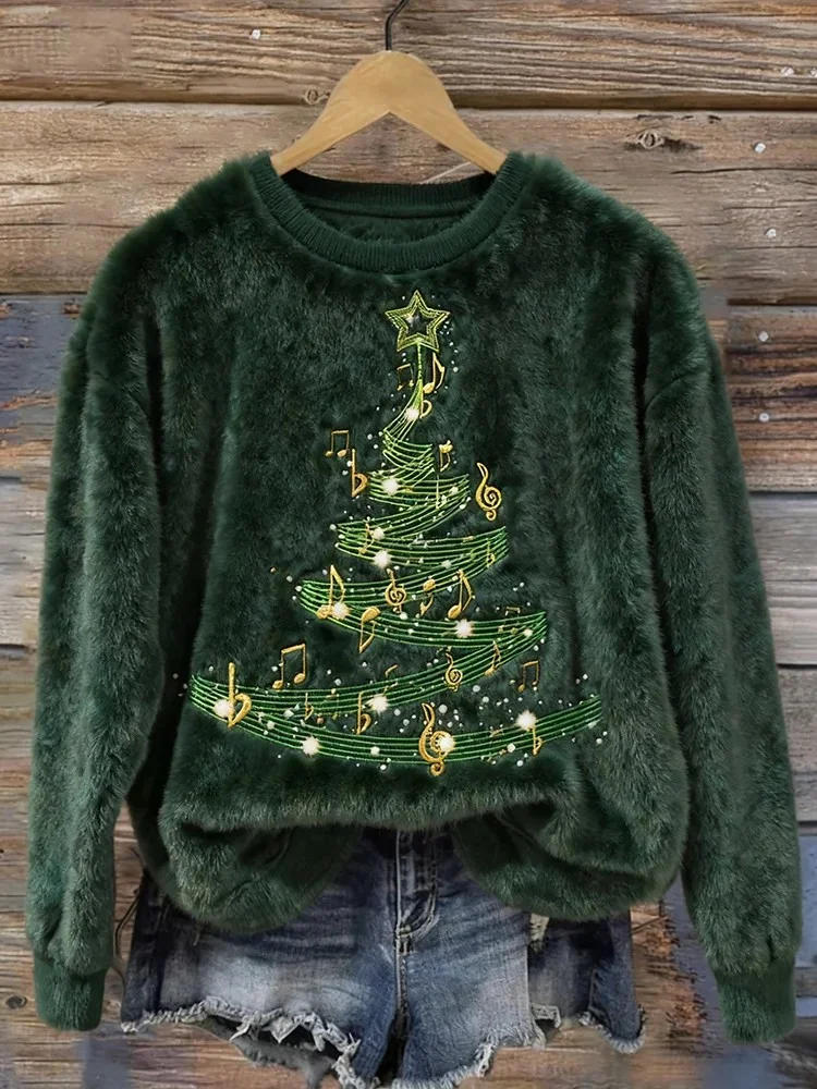Casual Crew Neck Christmas Sweatshirt