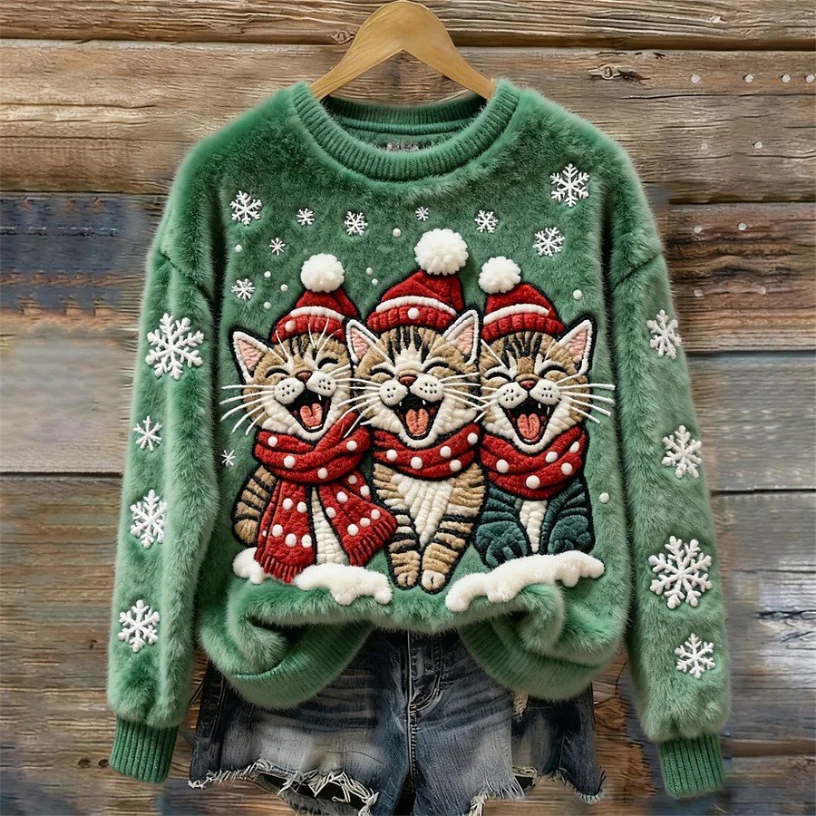 Casual Crew Neck Christmas Sweatshirt