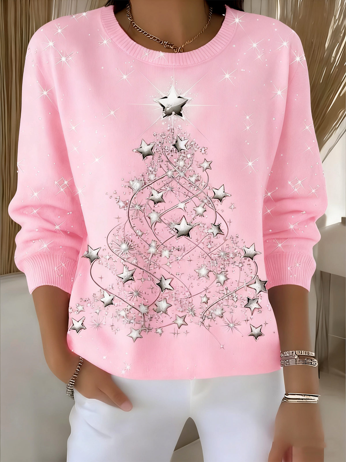 Women Christmas Long Sleeve Comfy Vintage Sweater