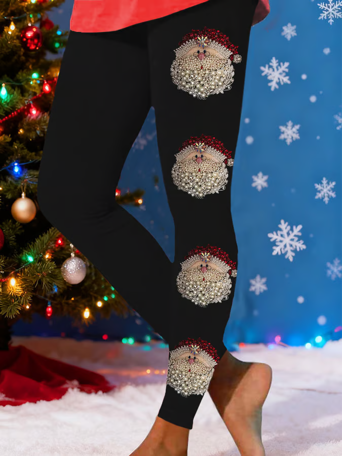 Women Santa Claus Casual All Season Printing Long Leggings