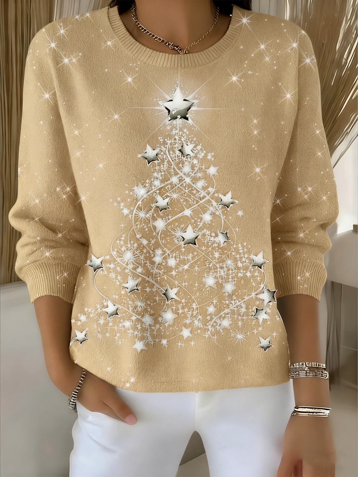 Women Christmas Long Sleeve Comfy Vintage Sweater