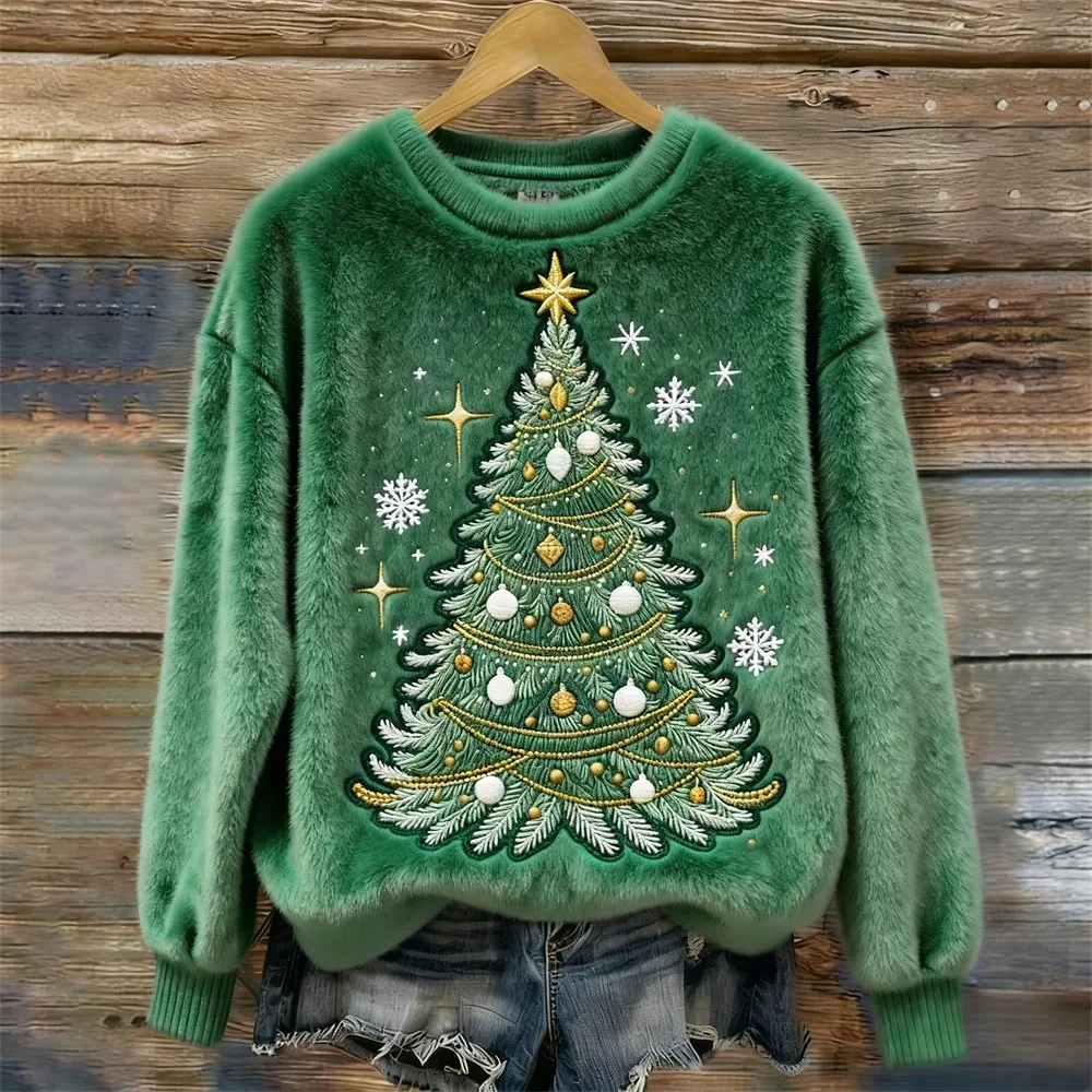 Casual Crew Neck Christmas Sweatshirt