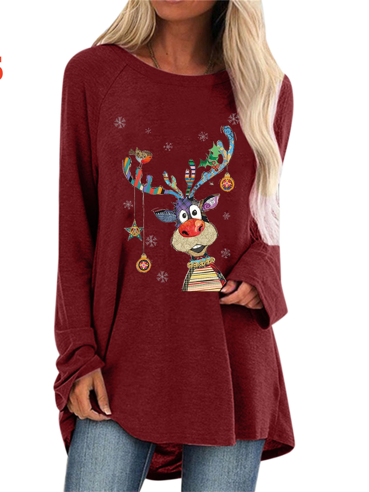 Casual Geometric Crew Neck Long Sleeve T-shirt