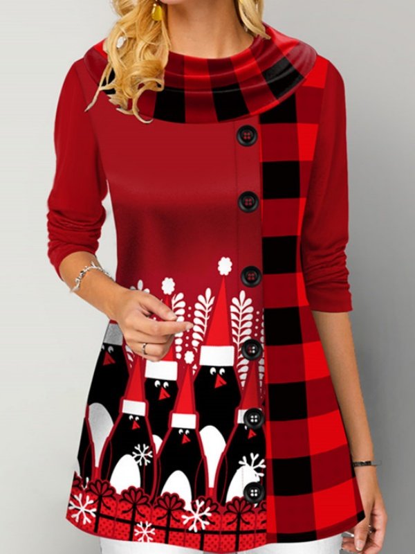 Casual Geometric Crew Neck Long Sleeve T-shirt