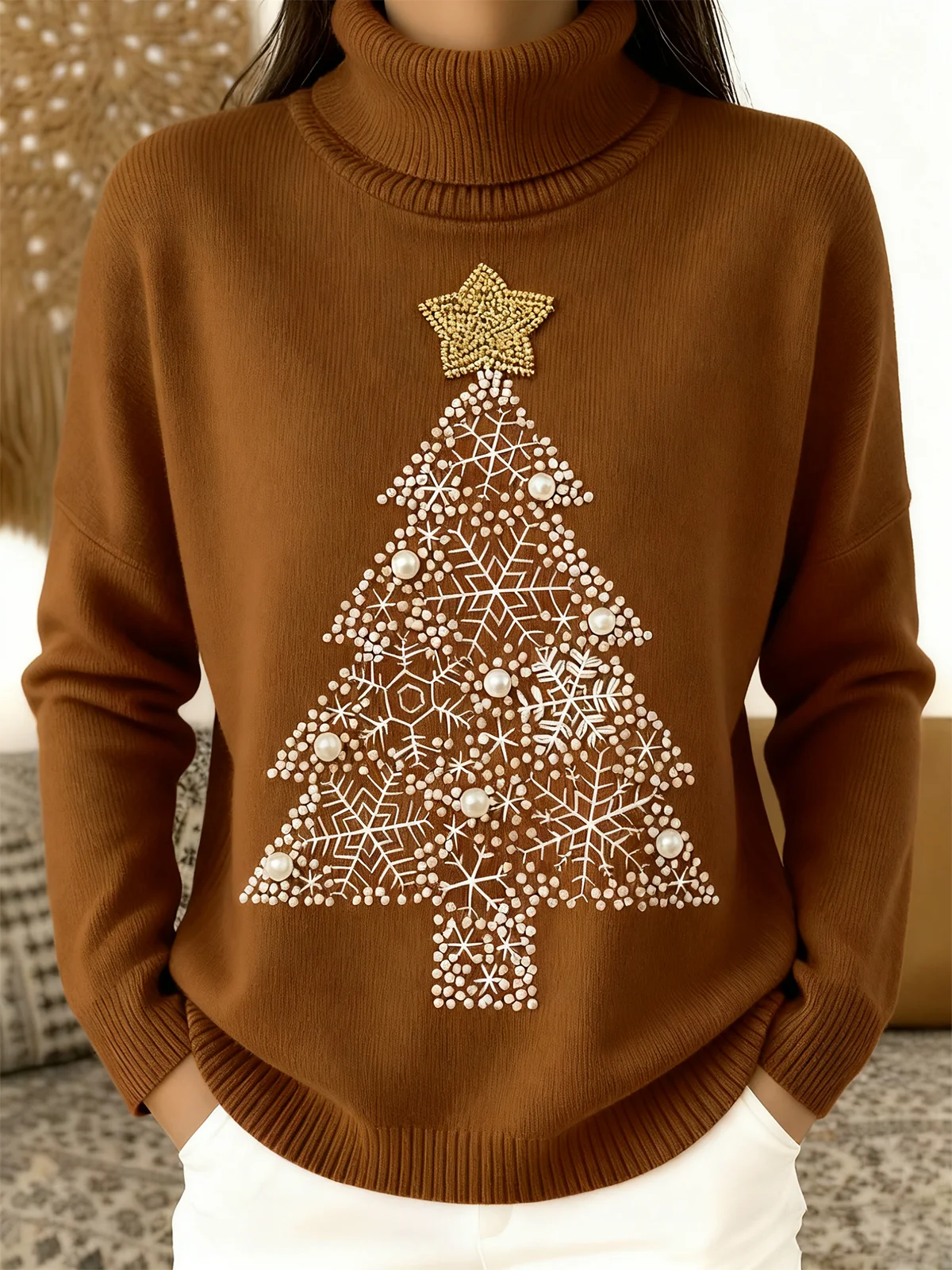 Women Christmas Long Sleeve Comfy Vintage Sweater