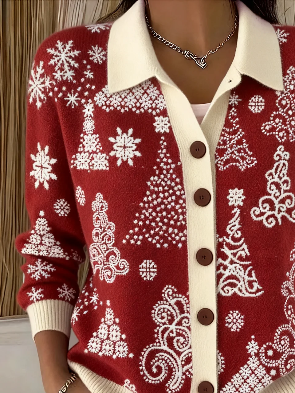 Women Knitted Christmas Long Sleeve Comfy Casual Cardigan