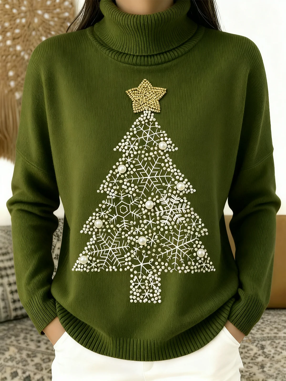 Women Christmas Long Sleeve Comfy Vintage Sweater