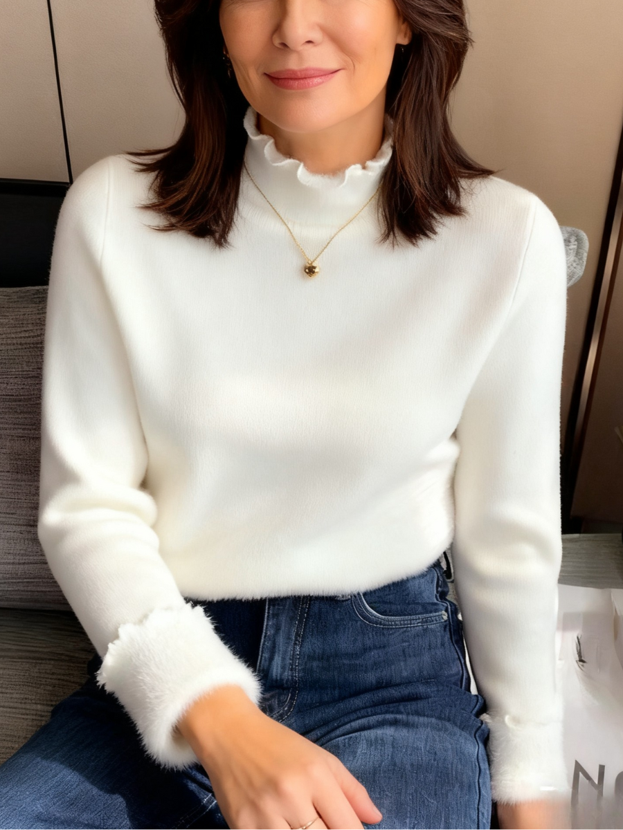 Casual Plain Mock Neck Long Sleeve T-shirt