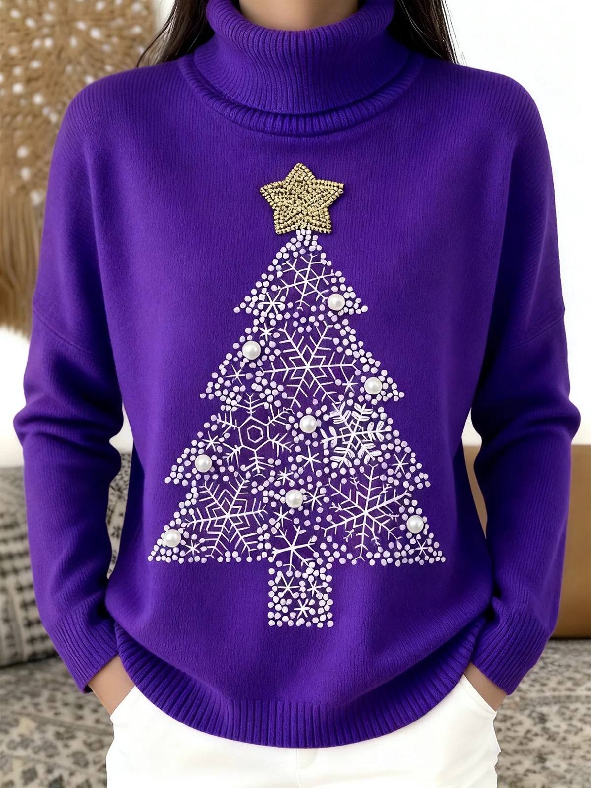 Women Christmas Long Sleeve Comfy Vintage Sweater