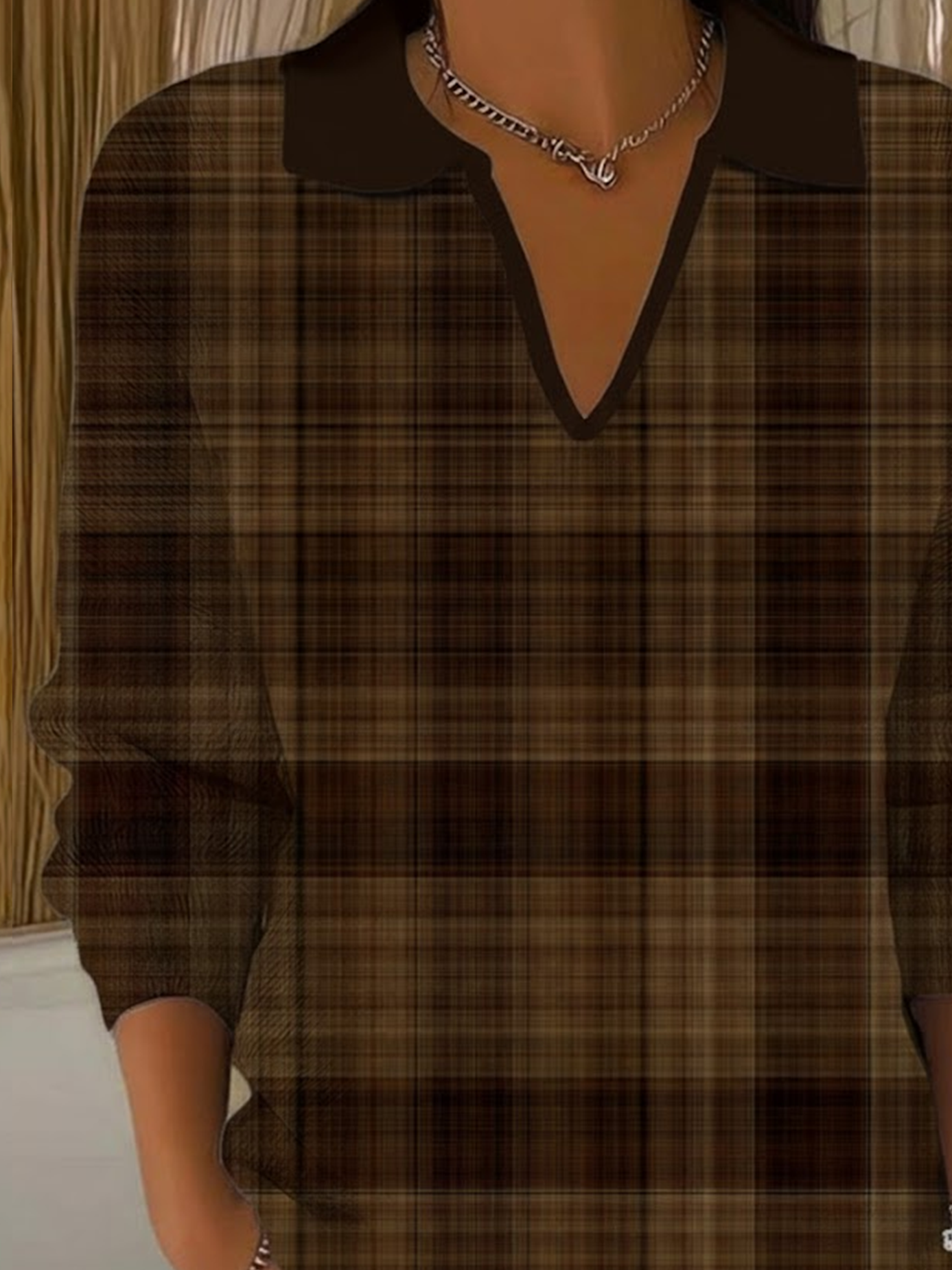 Women Plaid Long Sleeve Comfy Casual Printing Sweater