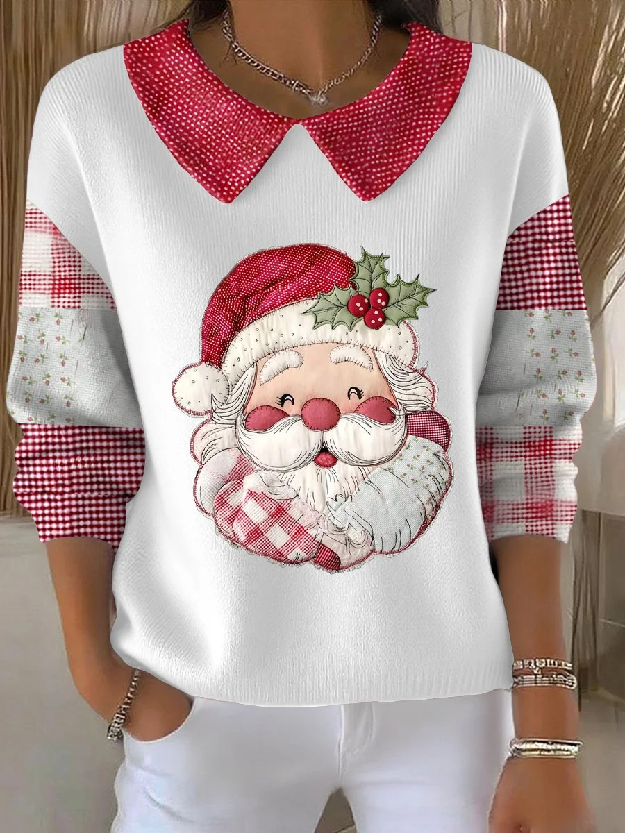Women Santa Claus Long Sleeve Comfy Casual Printing Sweater