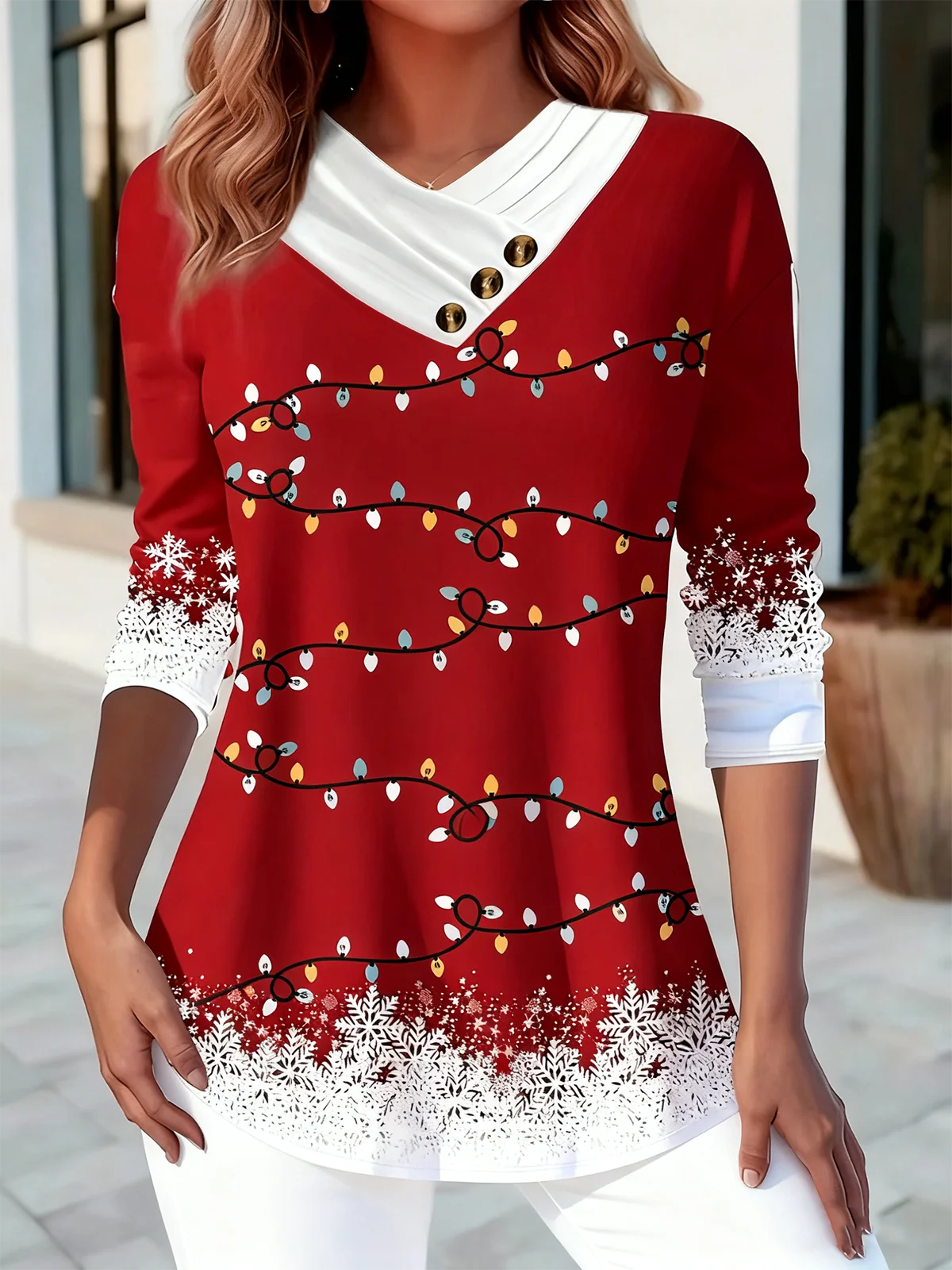 Casual Gradient Pattern Long Sleeve T-shirt